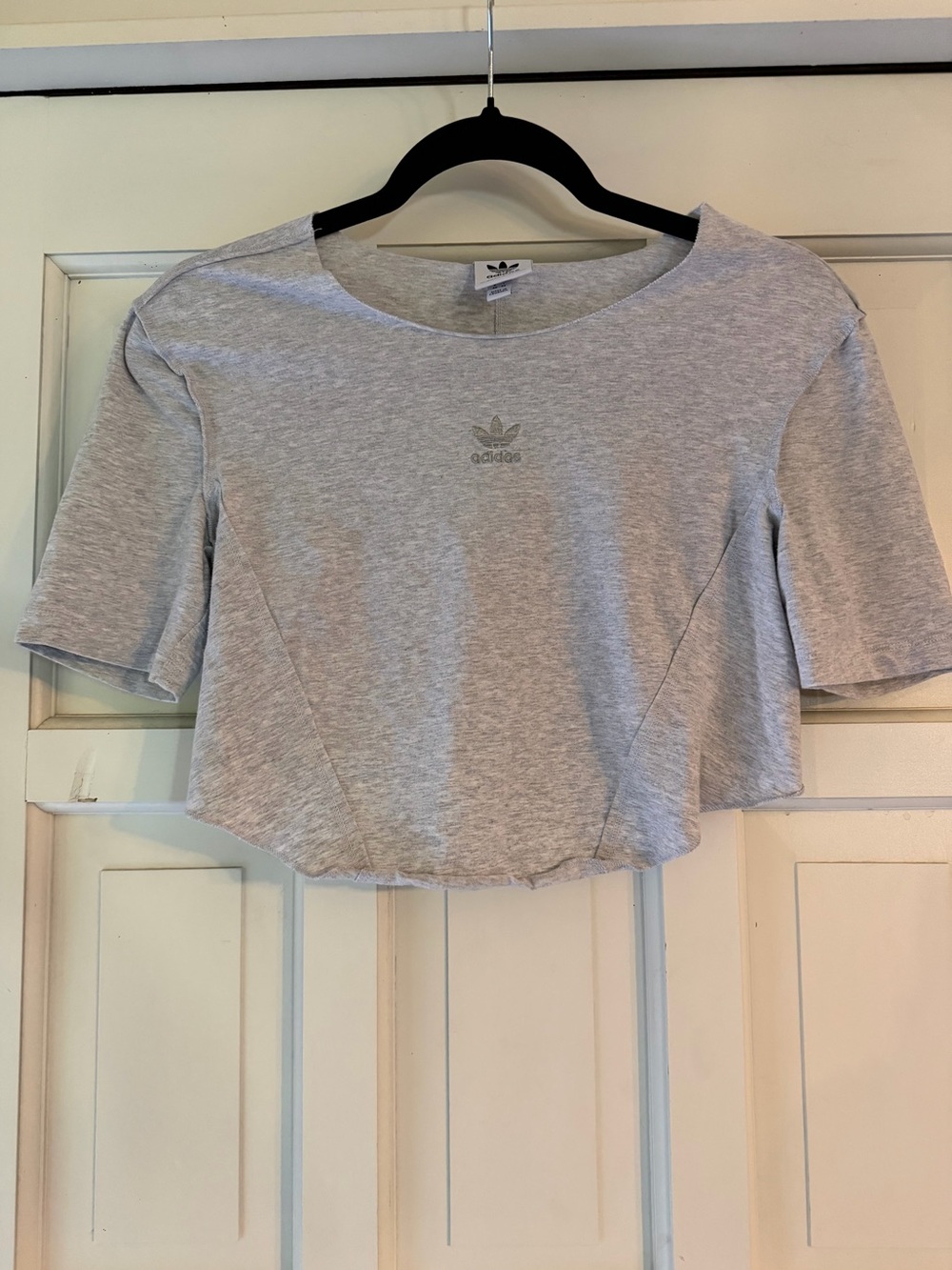 adidas Heather Gray Cropped Trefoil Tee